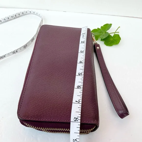 Kate Spade Lg Wristlet Double Zipper Purple Leather - Picture 2 of 5